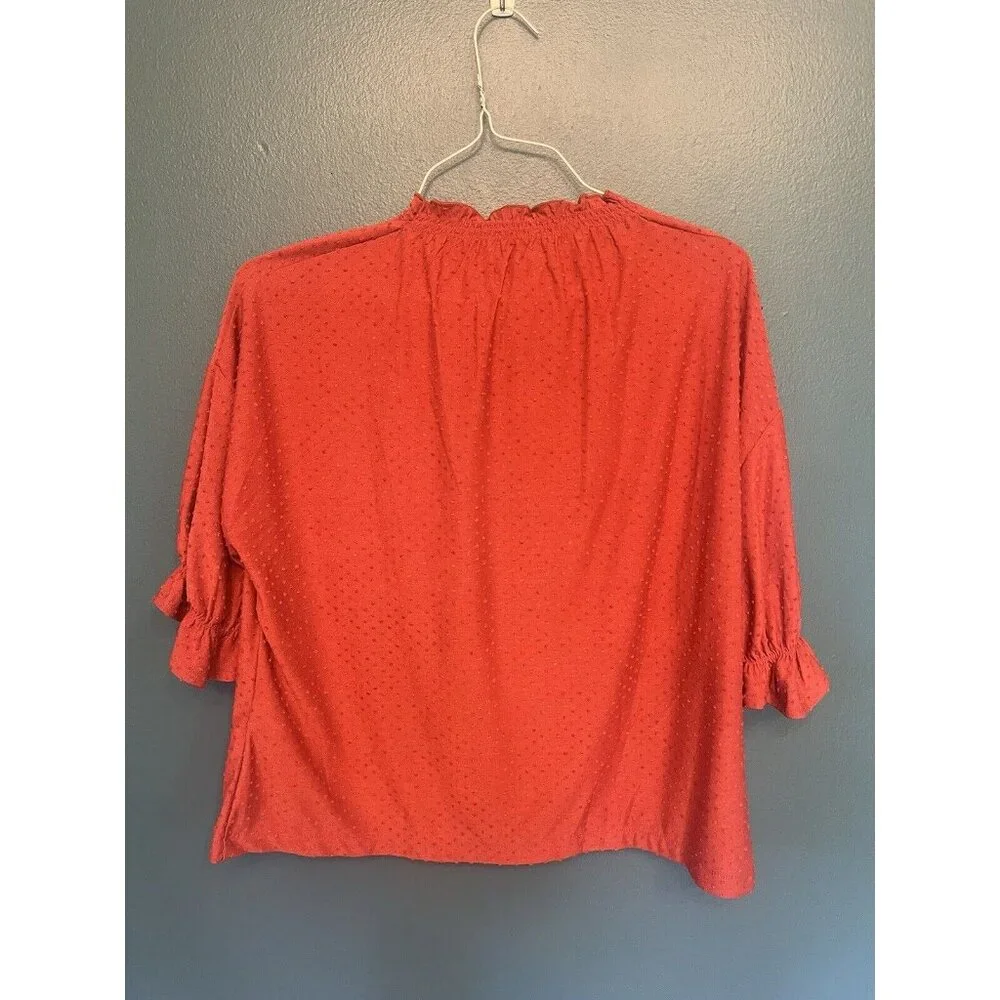 Madewell Texture and Thread Clip Dot Blouse in Clay Brown‎ Large